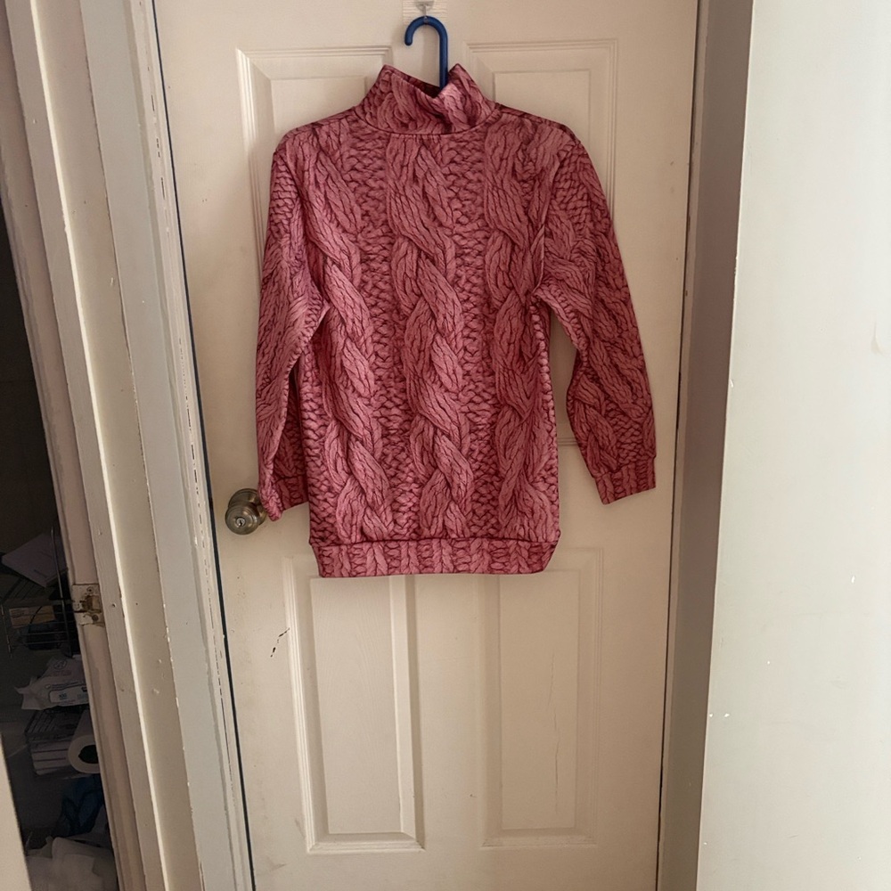 Small Pink Sweater with Knitting Design with Center Medallion - Picture 2 of 2